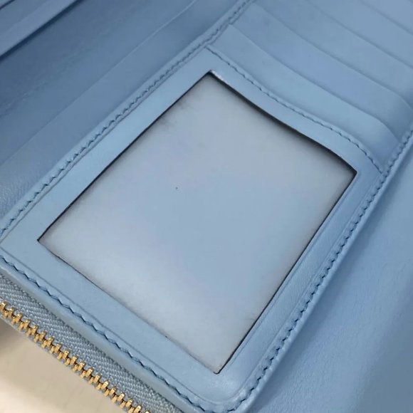 Auth GUCCI 449364 Micro Guccissima Zip Around Long Wallet Leather Light blue - Picture 7 of 16